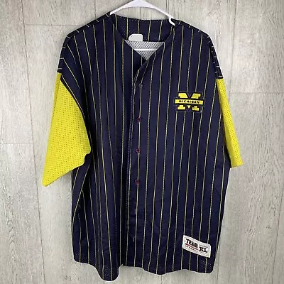 Vintage 90s Michigan Wolverines Team Edition Apparel Baseball Jersey Size XL USA • $25