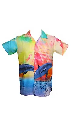 Mens Hawaiian Shirt Stag Beach Hawaii Aloha Summer Holiday Fancy Digital Rainbow • $13.66