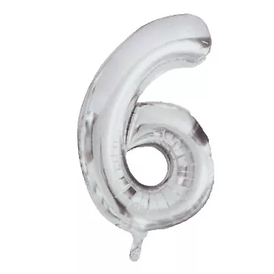 Silver Foil Number 6 Balloon 34  Metallic Party Decoration • $7.46