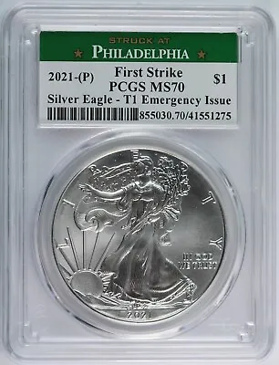 2021 PCGS MS 70 U.S / United States $1 Silver Eagle - TP 1 Emergency Issue • $64.99