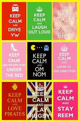 Keep Calm Variety Keyring  Mum Shoes Lol 1d Reem Pirates Vw Pac Man Rugby New • £3.99