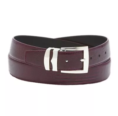 Men's Wide Bonded Leather Belt In Colors LIZARD Skin Pattern Silver-Tone Buckle • $18.95