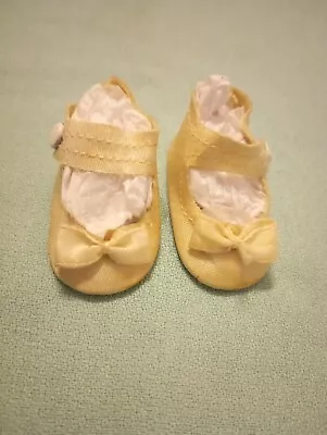 Vintage Madame Alexander Ivory Cloth Side Snap Doll Shoes • $20