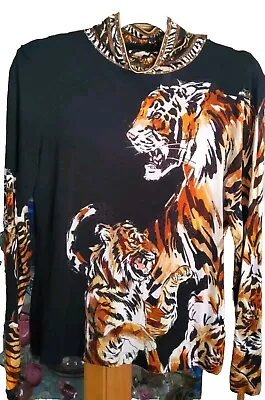Camilla Franks Jersey Turtleneck 'Tiger Talk' ~ Size (M) Size (12) Brand New! • $220