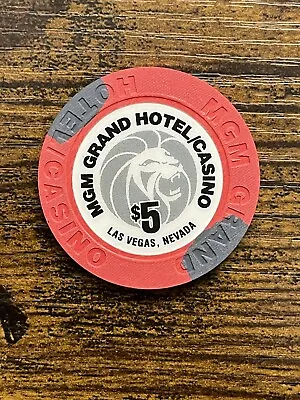 MGM Grand Las Vegas $5 Dollar Casino Chip (Skylofts) Uncirculated (Silver Lion) • £28.99