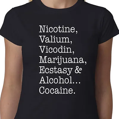 Nicotine Valium Vicodin... Ladies T-shirt QOTSA QUEENS STONE AGE FEEL GOOD QUOTE • £14.99