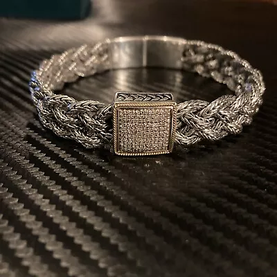 EFFY Diamond Pavé Woven Bracelet (1/2 Ct. T.w.) Sterling Silver & 18K Gold 9.5” • $320