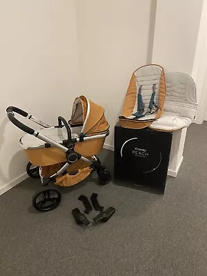Icandy Peach 5 Travel System With Carrycot & Seat Fabrics In Nectar Excellent • £390