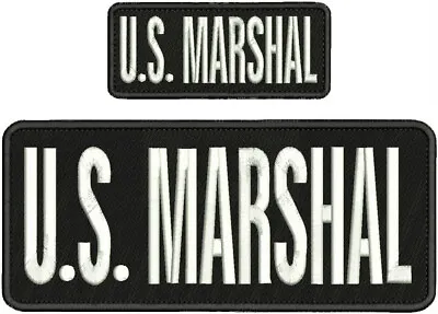 U.s. Marshal Embroidery Patch 4x10 And 2x5 Hook On Back Blk/white • $16.75