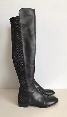 Stuart Weitzman Allgood Nappa Leather Over The Knee Boot Woven - Black - 8M (C4) • $272.91