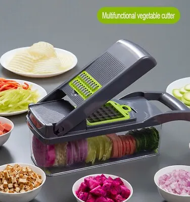 19 In 1 Vegetable Cutter Salad Fruit Peeler Slicer Dicer Chopper UK With Gloves • £18.95