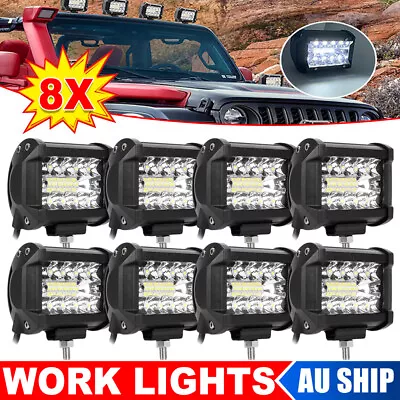 8x 4Inch LED Work Light Bar Flood Beam Lights Reverse Fog Driving Lamp Offroad • $43.95