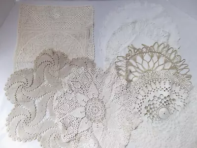 Vtg Lot 8 Large Medium Crochet Doily Floral Round Lace 11in 12in 13in White • $39.99