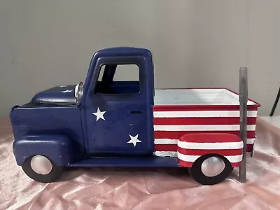 Red White& Blue Metal Farmhouse Truck 13x7x7 • £14.46