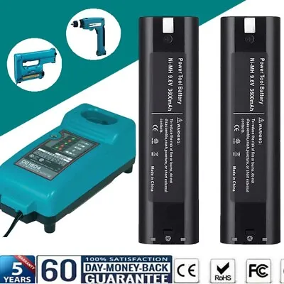 2 Pack For MAKITA 9000 Battery / Charger 9.6Volt Ni-MH 9001 9033 6095D 193890-9 • $31.99