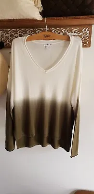 $12.99 • Buy Venus Long Sleeve Dip Dye Sweater Hi/ Low Olive Green/ Cream Womens Size XL