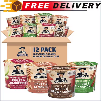 12pk Quaker Instant Oatmeal Express Cups 4 Flavor Variety Pack 1.76 Ounce • $22.50