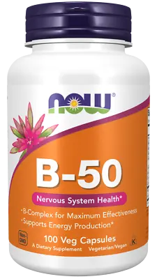 Now Foods B-50 100 Veg Capsules - Nervous System Health • $16.95