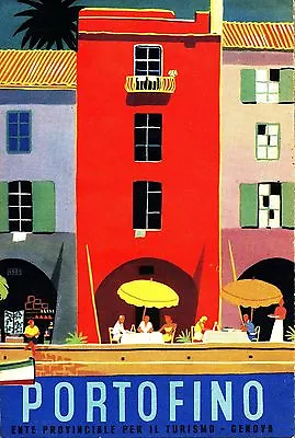 Portofino Italy  Vintage Travel Poster Art Painting Print On Canvas Poster • $25.32
