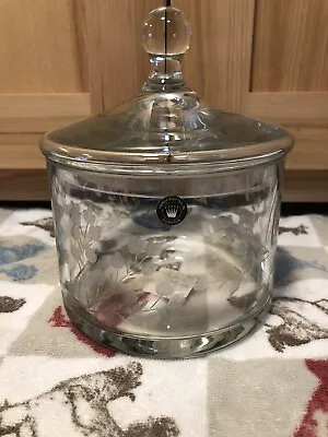 VTG Crystal Bowl  Etched W/ Lid Romania • $7.99