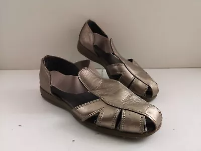 M&S Footglove Bronze Slip On Leather Casual Shoes - Size 5 UK • £4.85