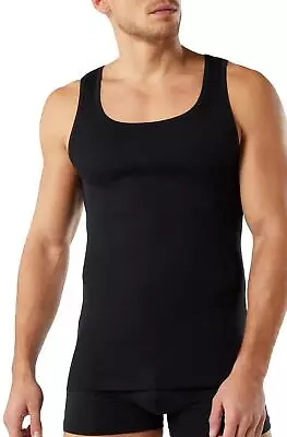 Men Black Vests 100% Cotton Sleeveless Ribbed Summer Training Gym Tank All Size • £8.99