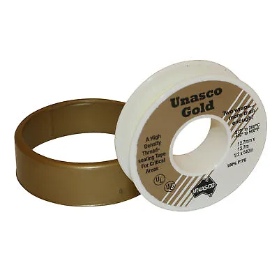 £8.44 • Buy Unasco Gold Maximum Density Thread Seal Tape: 1/2 In. X 15 Yds. (Gold)