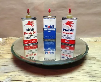 Vintage 4 Oz Mobil Pegasus Handy Oiler Advertising Oil Cans • $40