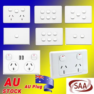 10 Amp 240V Double Power Point Socket Outlet GPO Wall Light Switch USB Home Bulk • $11.99