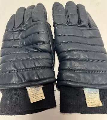 Vintage Sears Cowhide Leather Insulated Gloves Blue Size Large • $18.99