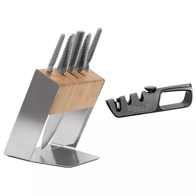 GLOBAL 79586 Katana 6pc Knife Block Set With Bonus Acuminate Adjustable Knife Sh • $369