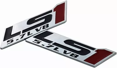 2X LS1 5.7L V8 Fender Emblem Decal Badge Nameplate Letter (Chrome Red) • $12.99