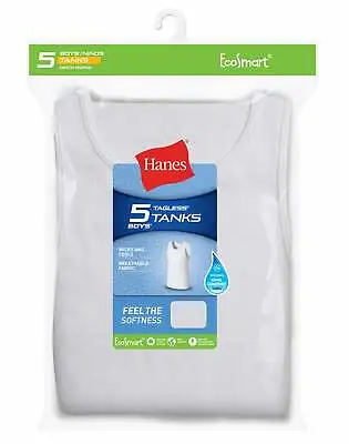 Hanes Boy Tank 5-Pack EcoSmart Undershirt Underwear Breathable Lightweight XS-XL • $14.44