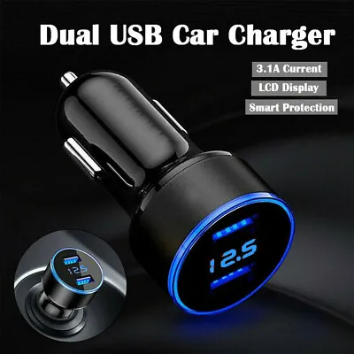 Dual Ports 3.1A USB Car Cigarette Charger Lighter Digital LED Voltmeter 12V/24V • $8.90