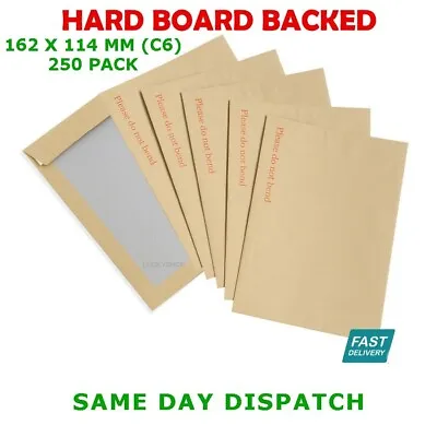 Hard Card Board Back Backed C6 X250 Envelopes Manilla Brown Please Do Not Bend' • £16.50