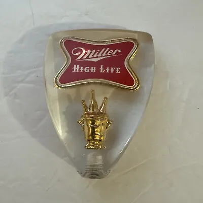 Miller High Life Lucite Tap Handle 3.5” Clear Gold Ice Bucket Of Bottles  • $15.99