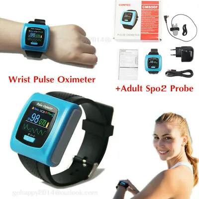 OLED Wrist Pulse Oximeter Pulse Oxygen Saturation Spo2 Probe PR Waveform CMS50F • £98.40