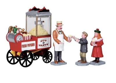 Lemax Popcorn Seller Holiday Village Carnival Food Cart Train Accent-4 Piece Set • $21.75