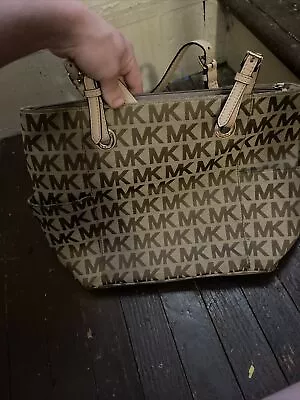 Michael Kors Jet Set Travel Top Zip Signature Monogram Tote Handbag For Women • $150