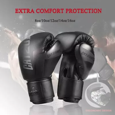 Boxing Gloves Sparring Fighting&Kickboxing For Kids Women Men 8oz-16oz-Black AU • $36.68