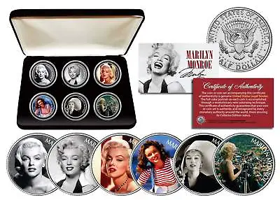 MARILYN MONROE GLAMOROUS PORTRAITS Colorized JFK Half Dollar 6-Coin Set W/Box • $49.95