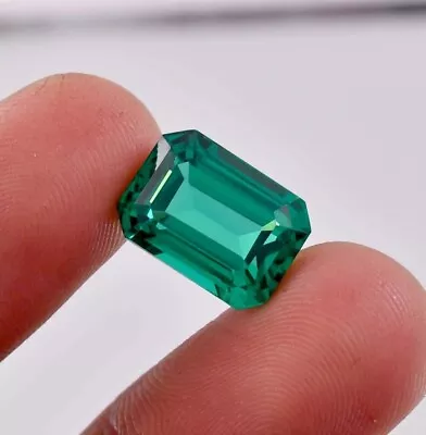 Natural Green Zambian Emerald Flawless 9 Ct Emerald Cut Loose Gemstone Certified • $24.48