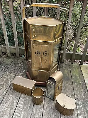 Vintage Brass Asian Noodle Stand Cart W/ Lantern Burner & More Accessories 27” • $250