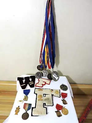 Vintage Varsity Letterman Letter Pins & Medals Lot • $24.99