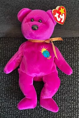 Rare 1999 Millenium Name Spelling Error Ty Beanie Baby Bear Purple 🐻 With Tags • $850