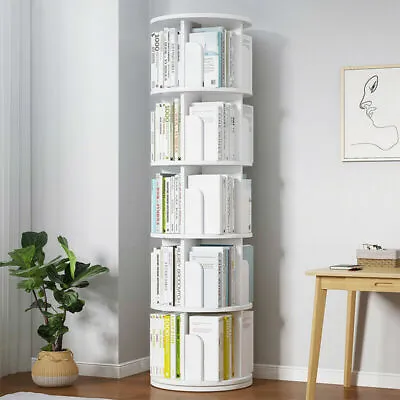 360° Rotating Bookshelf 5-Tier Bookcase Storage Shelf /Freestanding Display Rack • $117.99