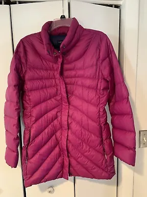 Lands End Puffer Womens Medium Long Wanderweight Magenta Packable Down 10/12 M/P • $33