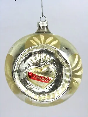 Vintage Blown Silvered Glass Outdented RED HEART Ball Christmas Ornament Germany • $45