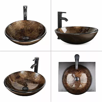 £67.99 • Buy Bathroom Sink Basin Countertop Vessel Wash Bowl Cloakroom Tap Waste Art Modern