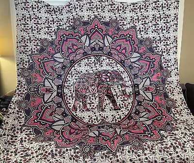 Elephant Tapestry Pink Purple Mandala Boho College Dorm Decoration See Condition • $9.99